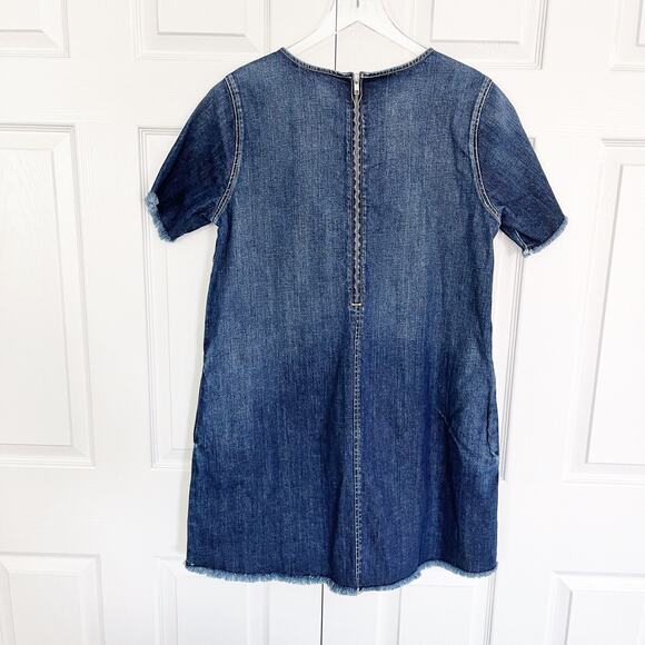 Current/Elliott The Frayed Edge Denim Shift Dress - Picture 8 of 9